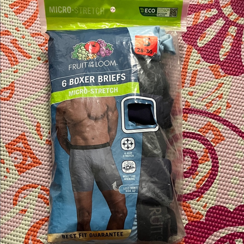 Fruit of the Loom Men's Black Boxer Briefs 6 Pack